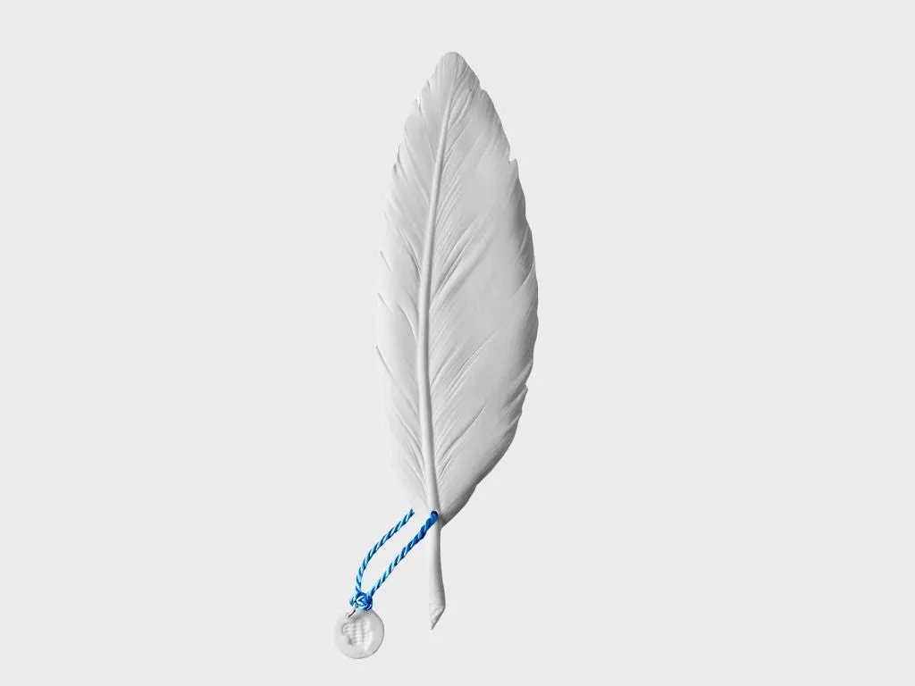 Nymphenburg Lucky Feathers fjer hvid porcelæn pynt