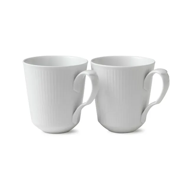 Kgl. Porcelæn Hvid Riflet kop 38 cl 2 stk hvid