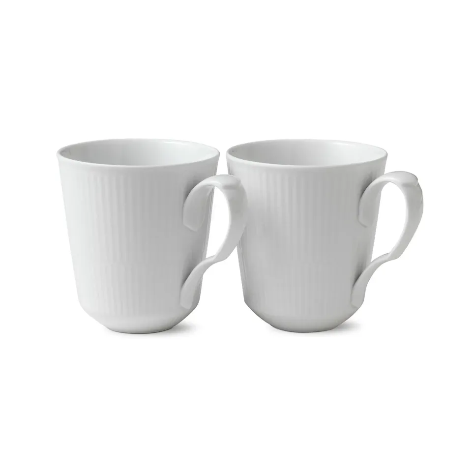 Kgl. Porcelæn Hvid Riflet kop 38 cl 2 stk hvid