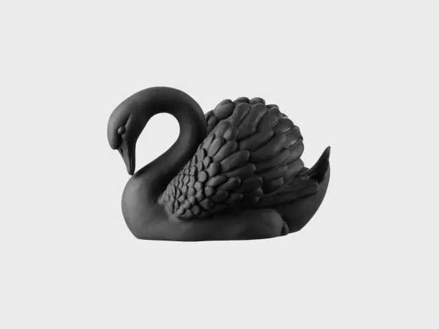 Nymphenburg Schwan svanefigur sort biskuit