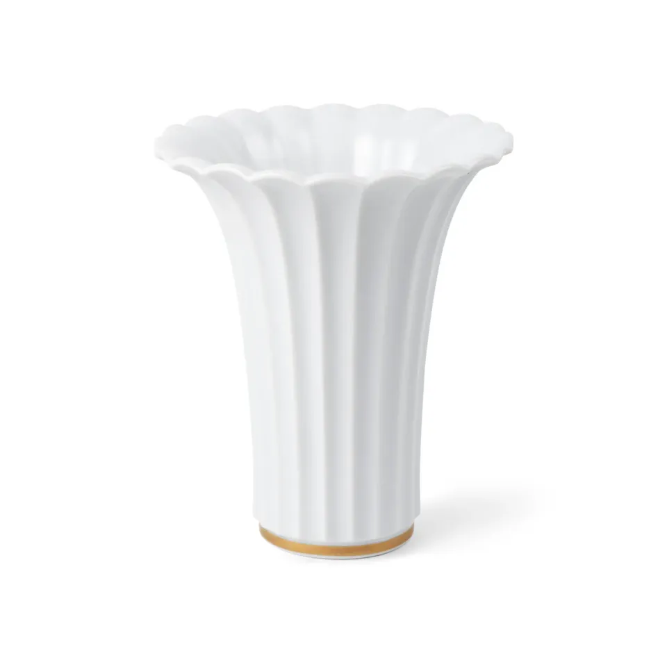 Kgl. Porcelæn vase med guldkant 23 cm hvid