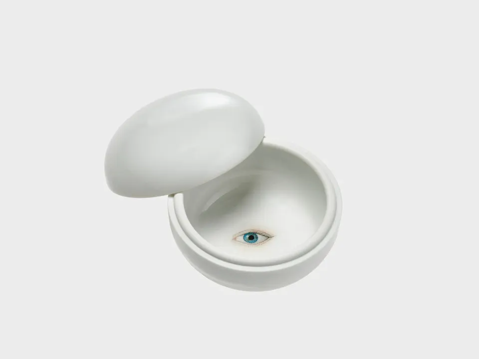 Nymphenburg Bonbonniere med Øje porcelænsdåse bemalet