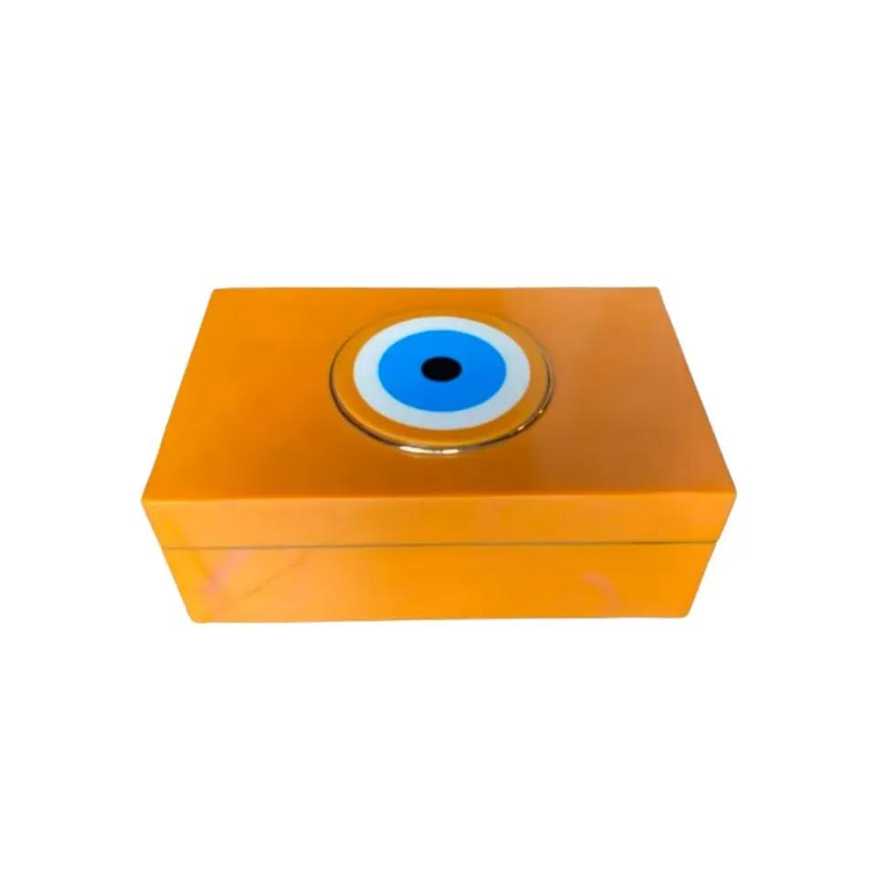 Les Ottomans All-Seeing Eye smykkeæske orange resin med låg