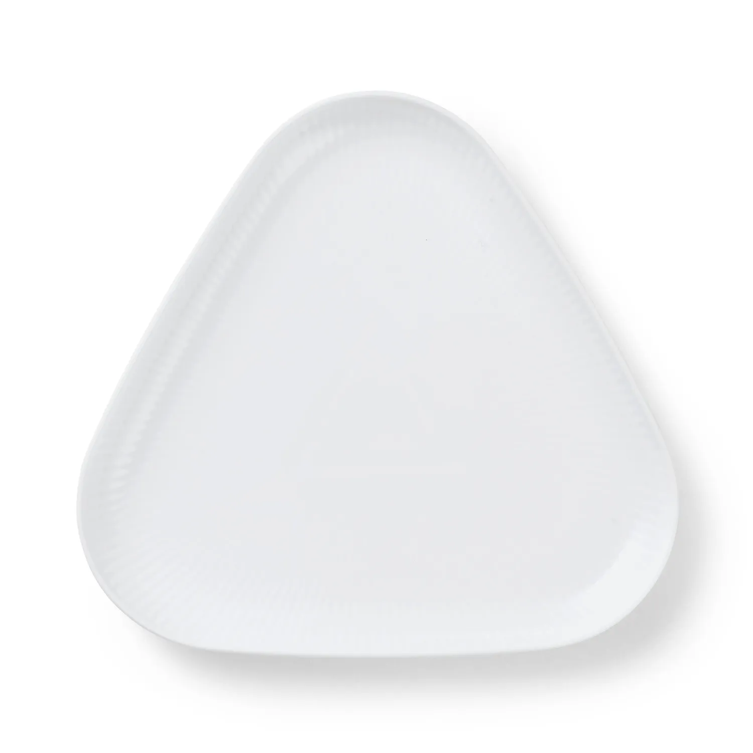 Kgl. Porcelæn Hvid Riflet fad trekantet 23 cm