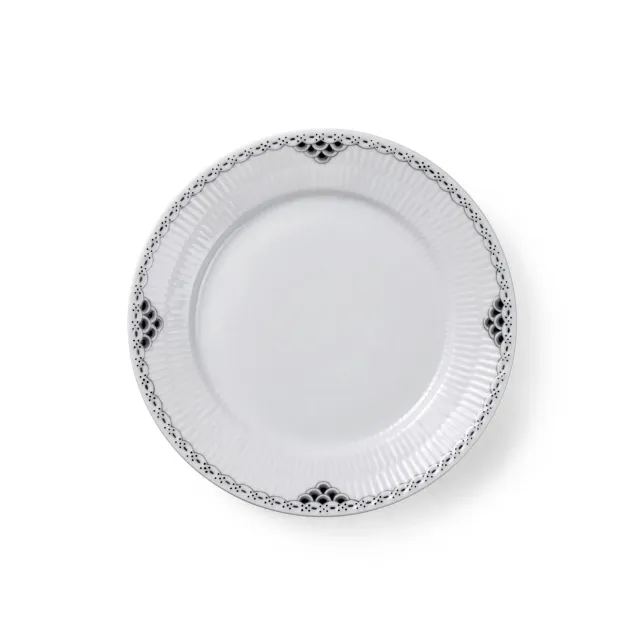 Kgl. Porcelæn Sort Blonde tallerken 22 cm porcelæn