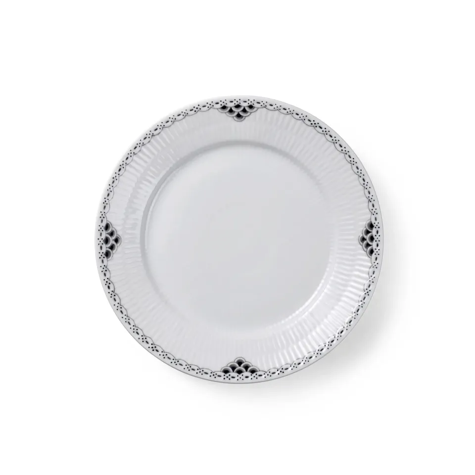Kgl. Porcelæn Sort Blonde tallerken 22 cm porcelæn