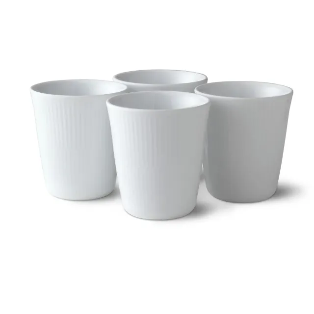 Kgl. Porcelæn Hvid Riflet termokrus 29 cl 4 stk hvid