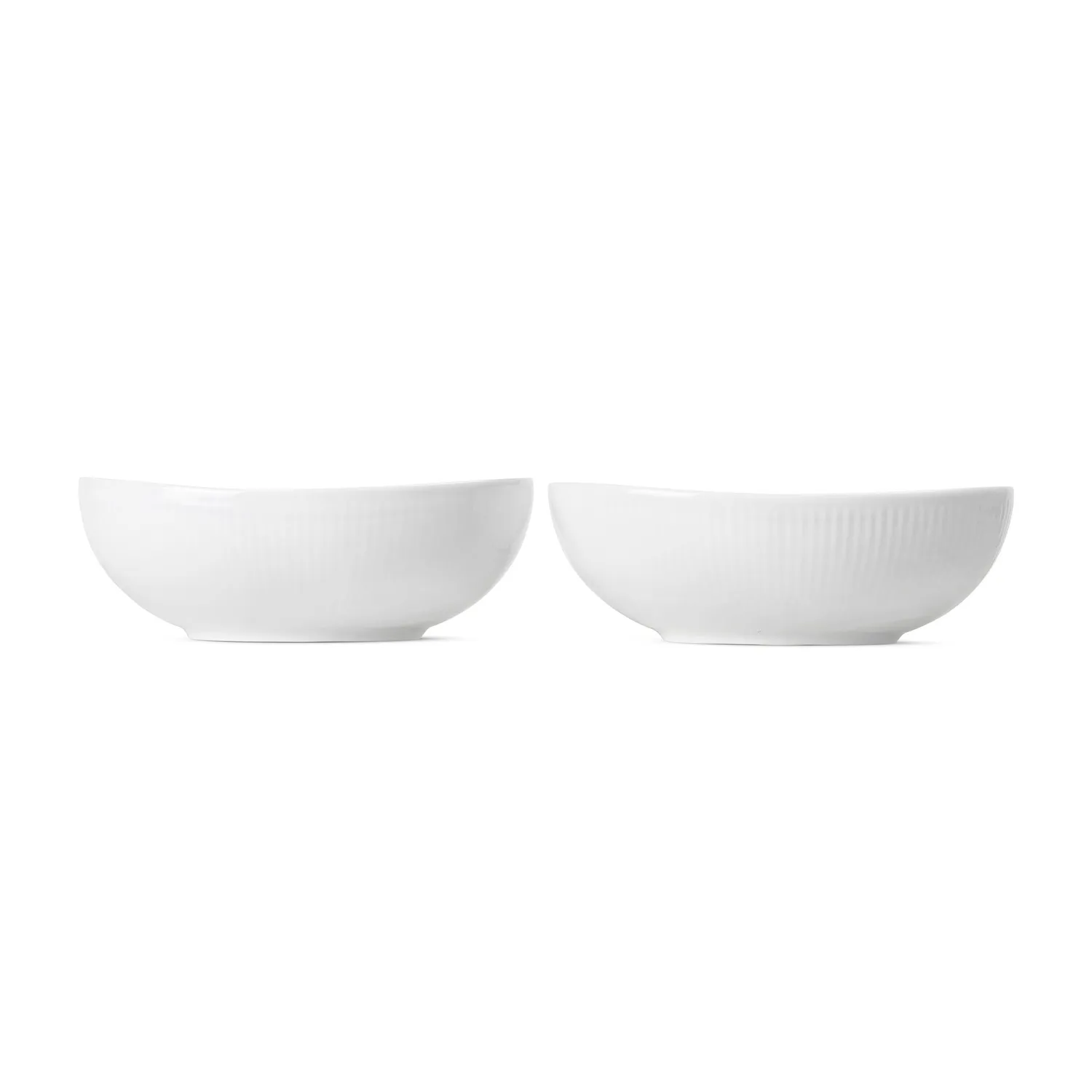 Royal Copenhagen Hvid Riflet oval skål 37 cl 2 stk.