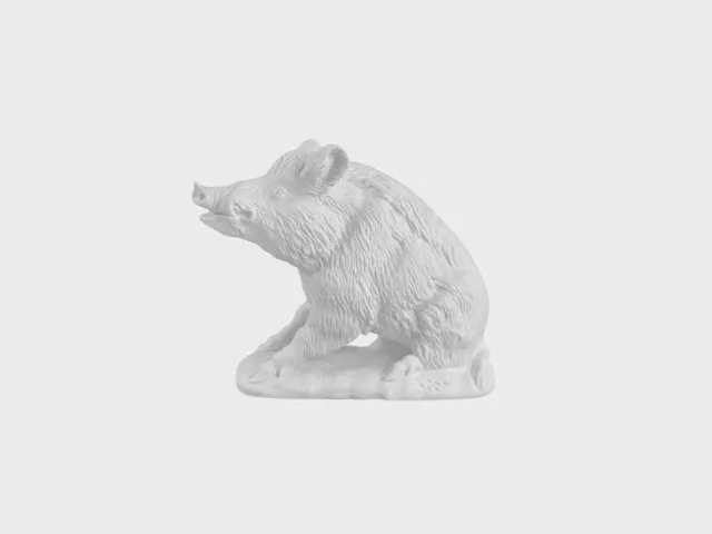 Nymphenburg Vildsvin figur biskuitporcelæn