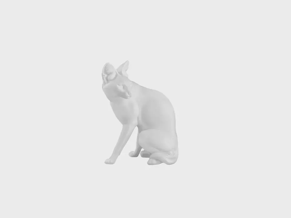 Nymphenburg Serval figur hvid biskuitporcelæn