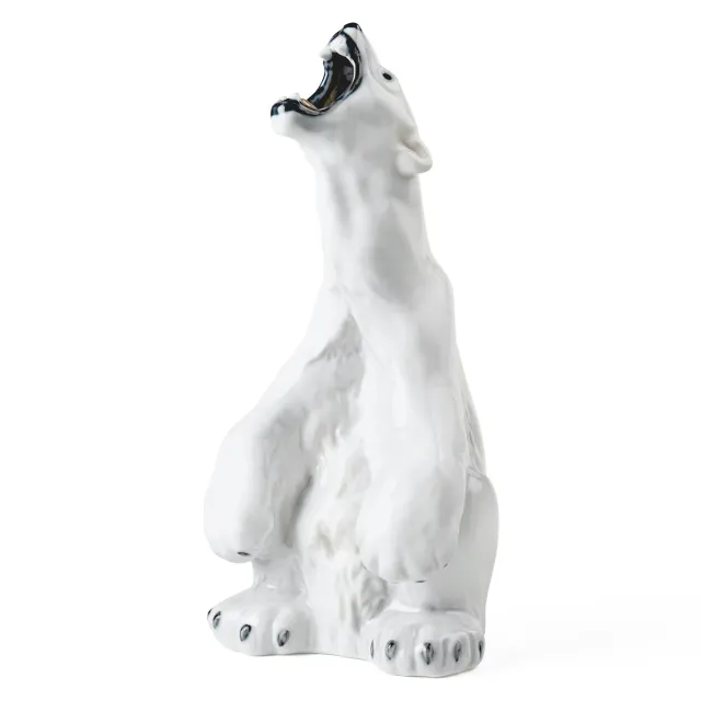 Kgl. Porcelæn Brølende Isbjørn figur 33,5 cm hvid