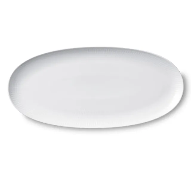 Kgl. Porcelæn Hvid Riflet fad 37 cm ovalt hvidt