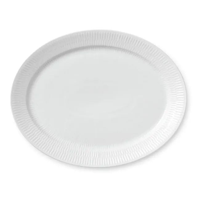 Royal Copenhagen Hvid Riflet fad 35 cm ovalt hvidt