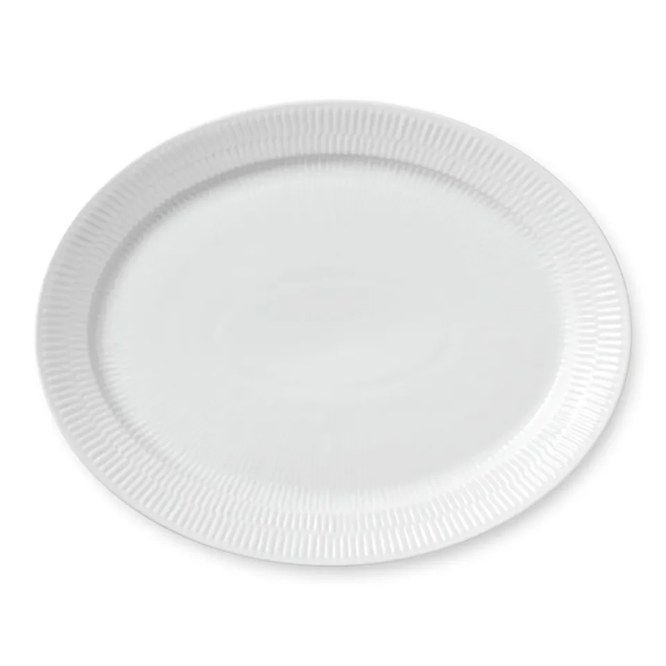Royal Copenhagen Hvid Riflet fad 35 cm ovalt hvidt
