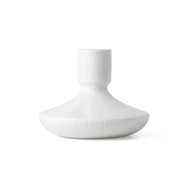 Kgl. Porcelæn Hvid Riflet lysestage 8 cm hvid