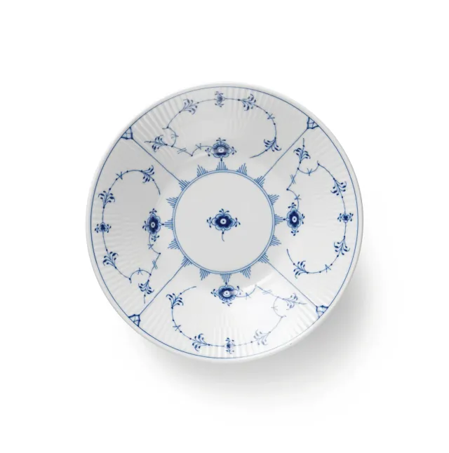 Kgl. Porcelæn Musselmalet Riflet dyb tallerken 21 cm