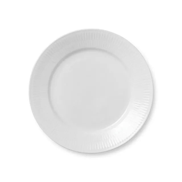 Kgl. Porcelæn Hvid Riflet tallerken 22 cm ubemalet