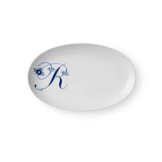 Kgl. Porcelæn Alfabet asiet R 23,5 cm hvid porcelæn