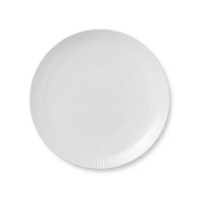 Kgl. Porcelæn Hvid Riflet tallerken 23 cm coupe hvid