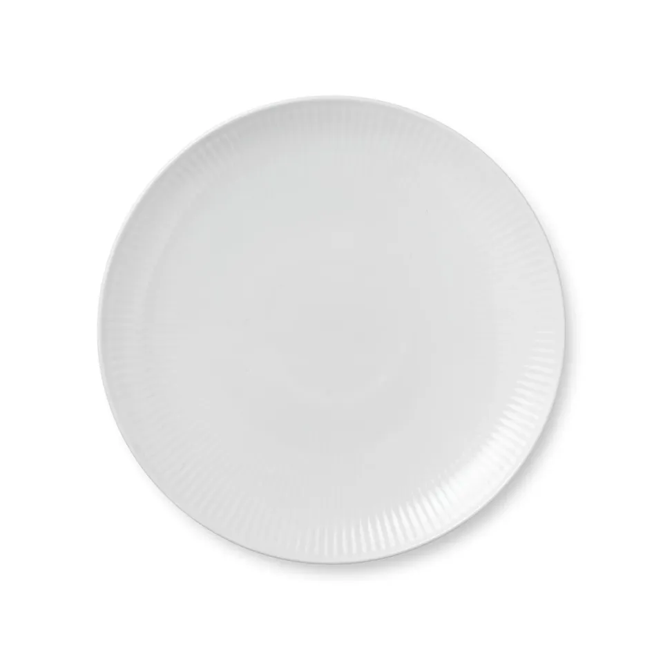 Kgl. Porcelæn Hvid Riflet tallerken 23 cm coupe hvid