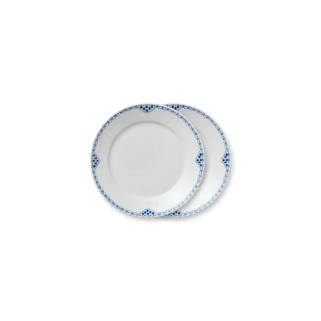 Kgl. Porcelæn Prinsesse tallerken 22 cm 2 stk blå blonde