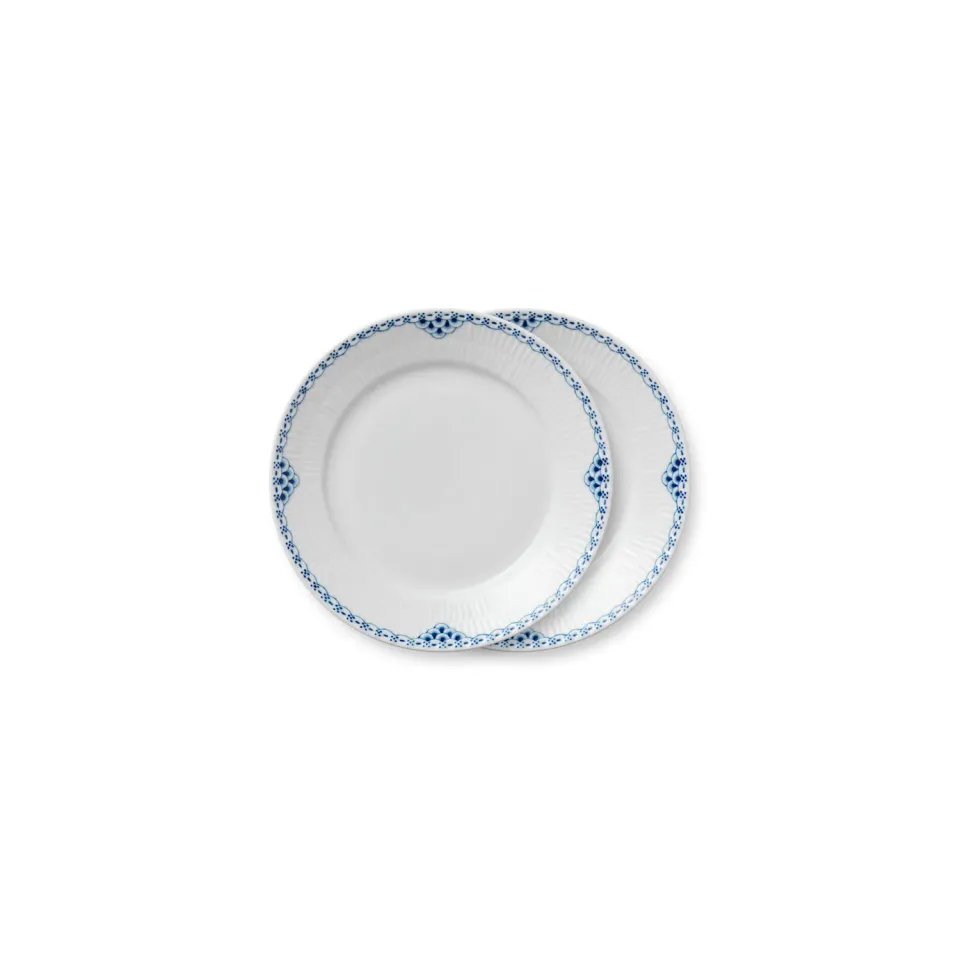 Kgl. Porcelæn Prinsesse tallerken 22 cm 2 stk blå blonde