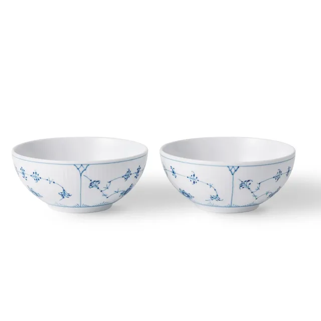 Kgl. Porcelæn Musselmalet Riflet skål 50 cl 2 stk håndmalet
