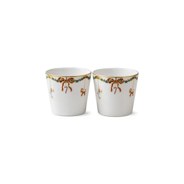 Kgl. Porcelæn Stjerne Riflet Jul kop 30 cl 2 stk guld