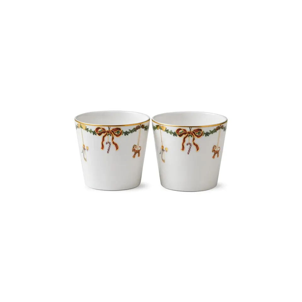 Kgl. Porcelæn Stjerne Riflet Jul kop 30 cl 2 stk guld