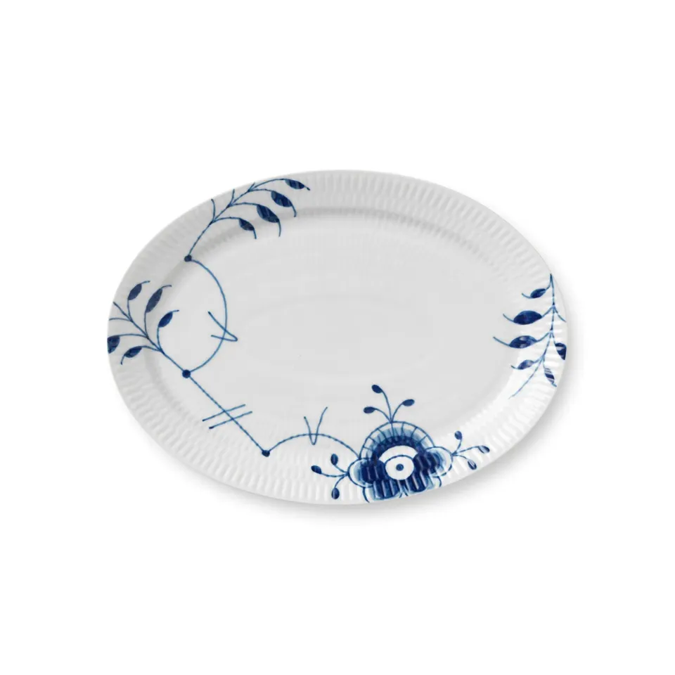 Kgl. Porcelæn Blå Mega Riflet fad 28 cm blå