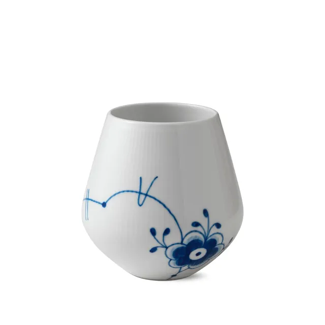 Kgl. Porcelæn Blå Mega Riflet vase 15 cm håndmalet
