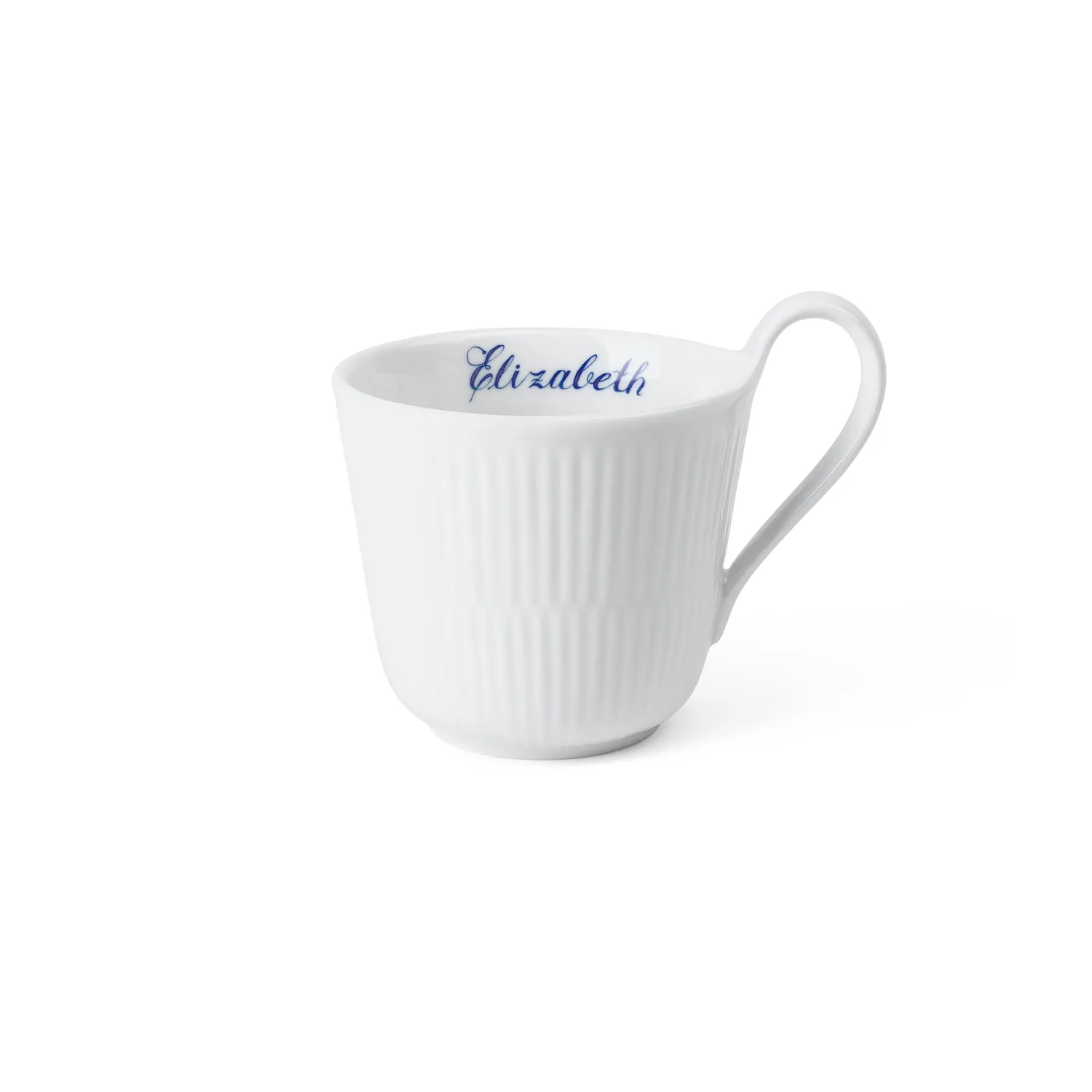 Kgl. Porcelæn Hvid Riflet højhankskop Bespoke 33 cl