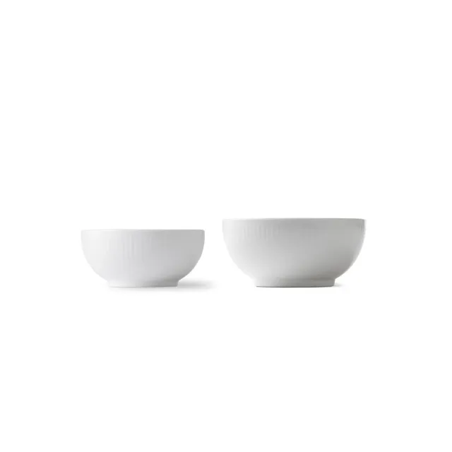 Royal Copenhagen Hvid Riflet skål 24 cl og 47 cl 2 stk