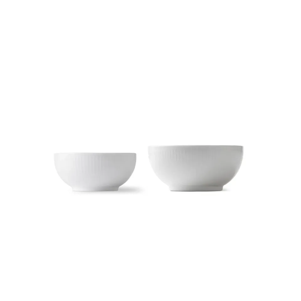 Royal Copenhagen Hvid Riflet skål 24 cl og 47 cl 2 stk
