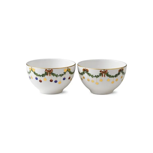 Royal Copenhagen Stjerne Riflet Jul skål 30 cl 2 stk porcelæn