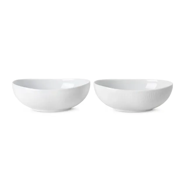 Royal Copenhagen Hvid Riflet oval skål 37 cl 2 stk.