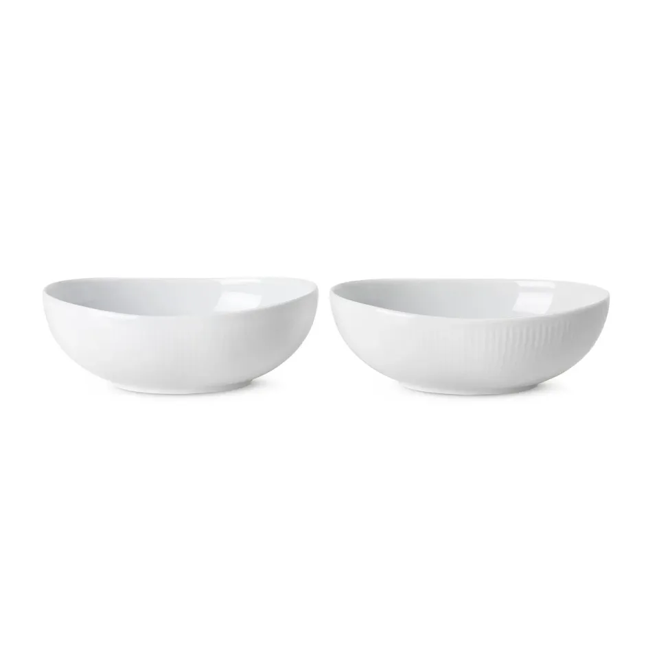 Royal Copenhagen Hvid Riflet oval skål 37 cl 2 stk.