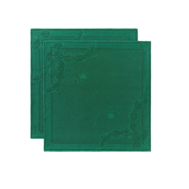 Kgl. Porcelæn Stjerne Riflet Jul serviet grøn 45x45 cm 2 stk.