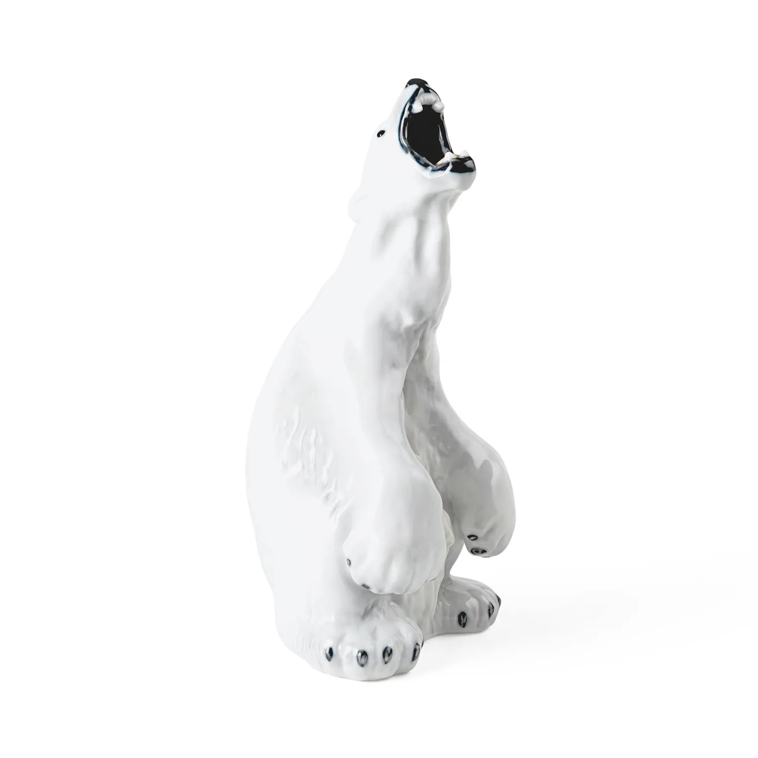 Kgl. Porcelæn Brølende Isbjørn figur 33,5 cm hvid