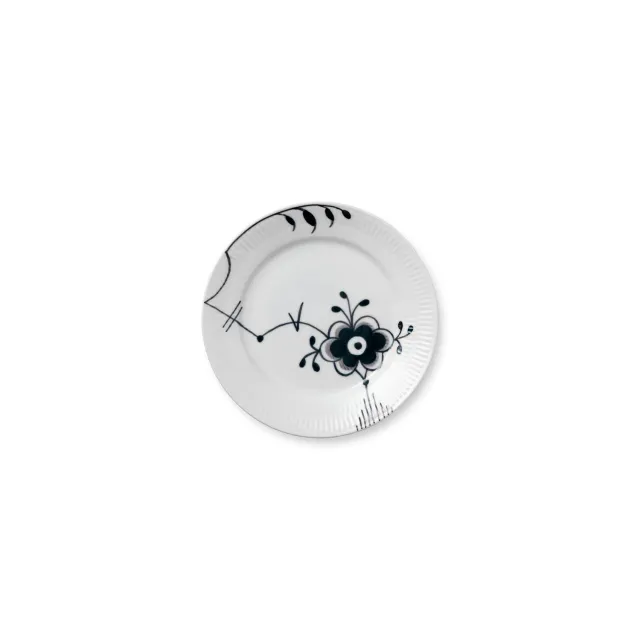 Kgl. Porcelæn Sort Mega Riflet tallerken 19 cm håndmalet