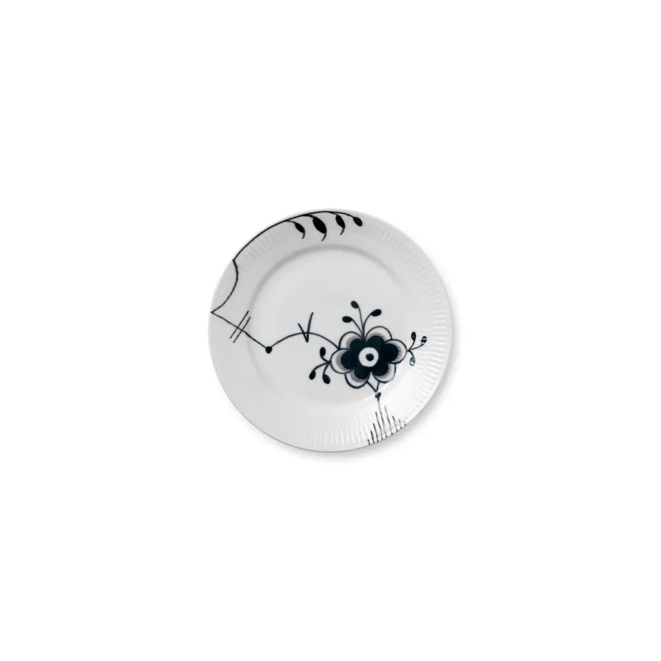 Kgl. Porcelæn Sort Mega Riflet tallerken 19 cm håndmalet
