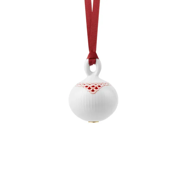 Royal Copenhagen Rød Riflet Blonde julekugle 9,5 cm