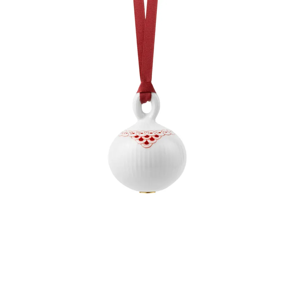 Royal Copenhagen Rød Riflet Blonde julekugle 9,5 cm