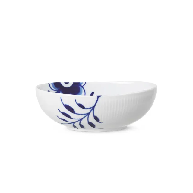 Kgl. Porcelæn Blå Mega Riflet oval skål 37 cl musselmalet