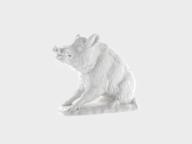 Nymphenburg Vildsvin porcelænsfigur hvid porcelæn