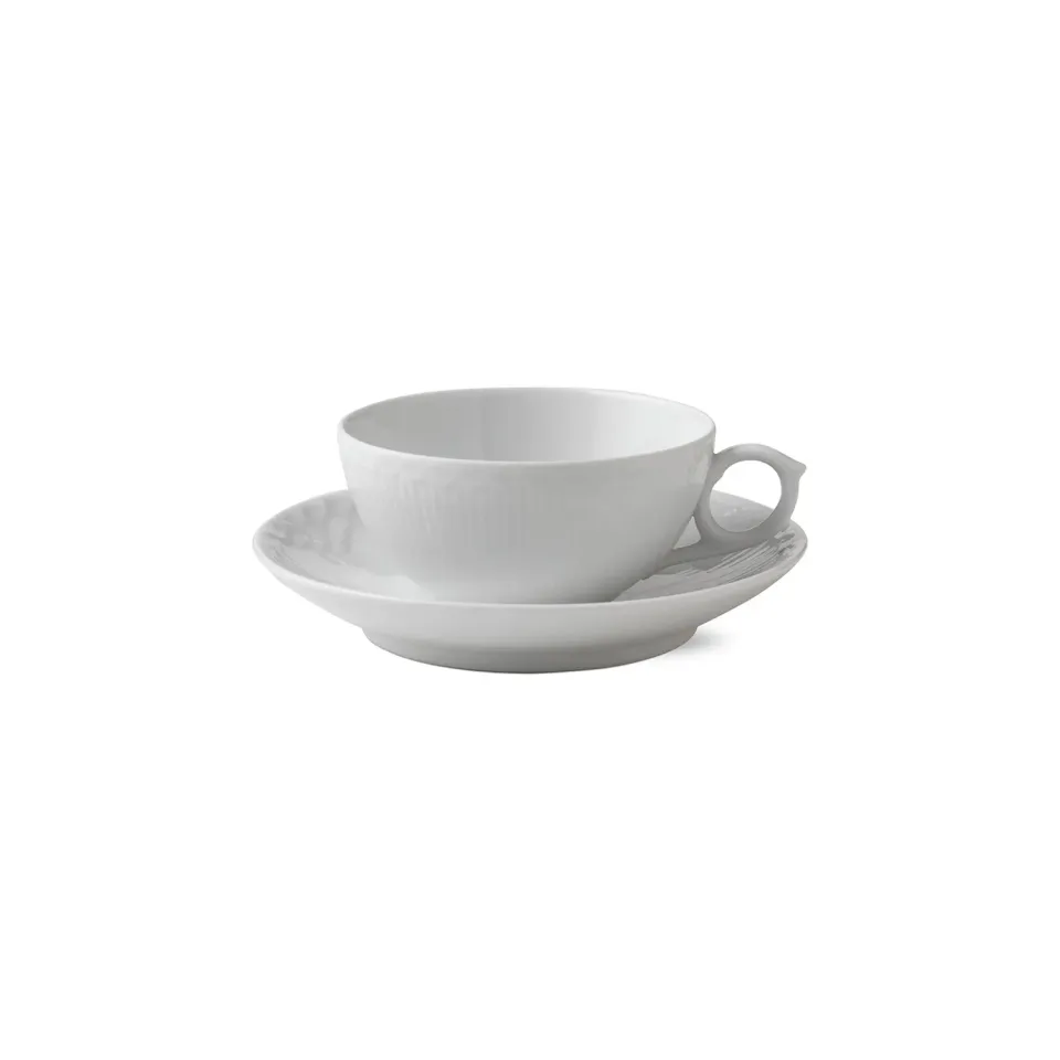 Kgl. Porcelæn Hvid Halvblonde kop underkop 20 cl te