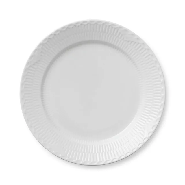 Kgl. Porcelæn Hvid Halvblonde tallerken 27 cm hvid