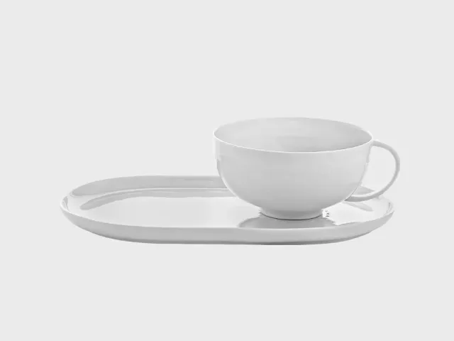 Nymphenburg Haute Couture tekop med bakke hvid