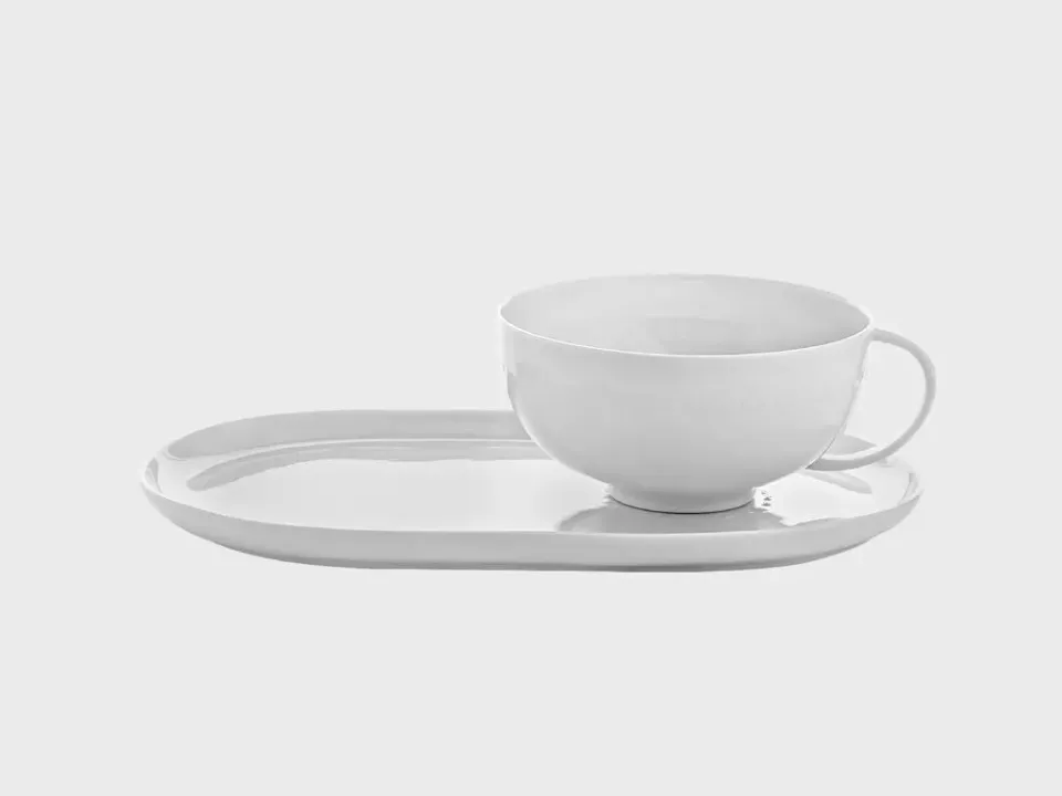 Nymphenburg Haute Couture tekop med bakke hvid