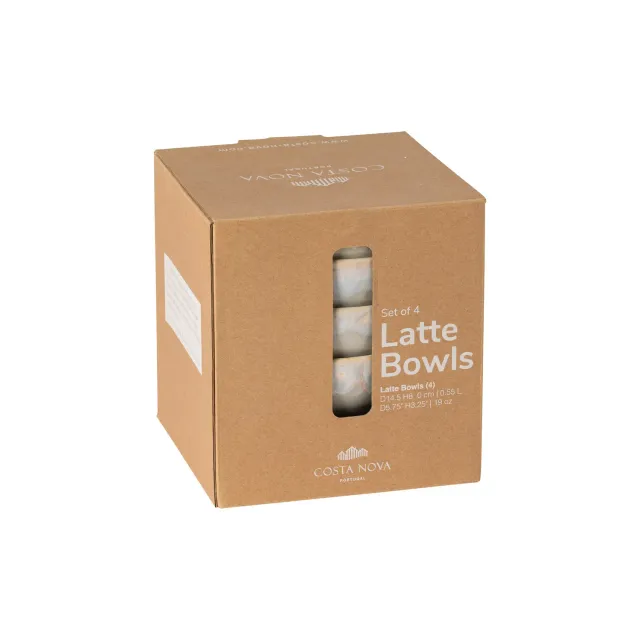 Costa Nova Latte Bowls skåle 4 stk grå reaktiv glasur